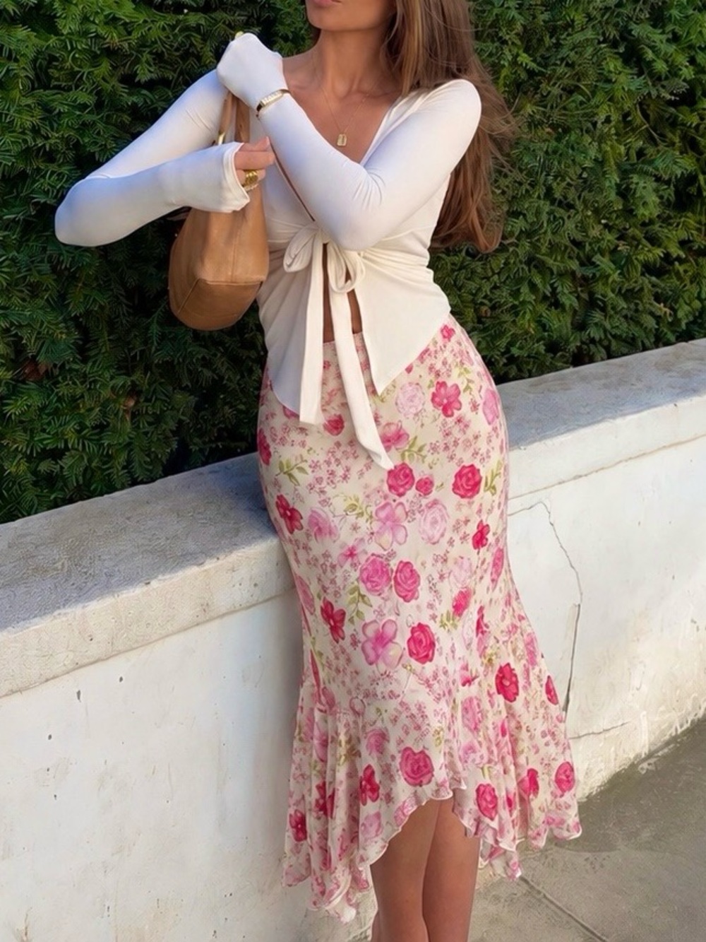 Whimsical Fairy Floral Print Midi Skirt 🌸